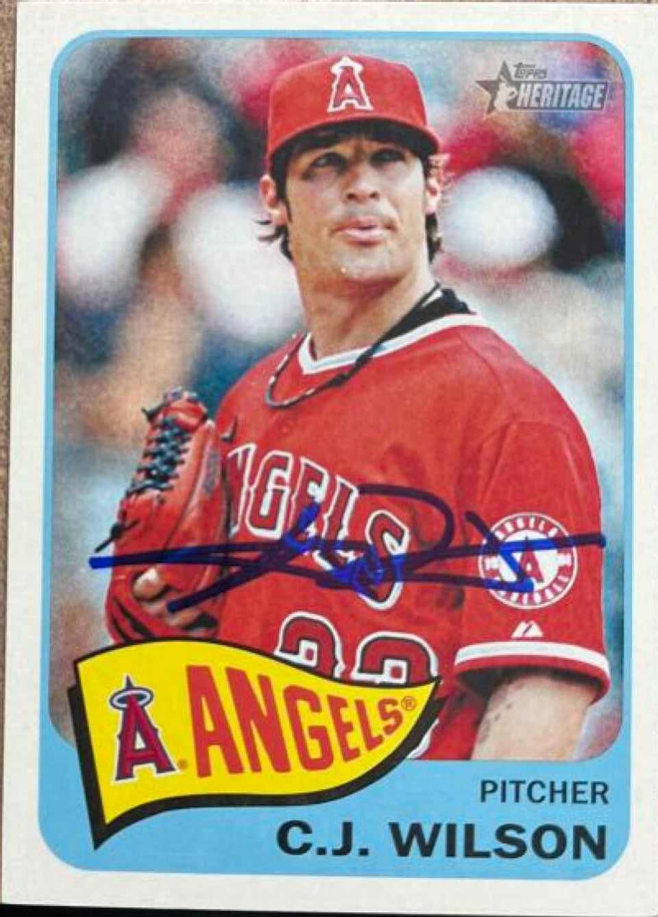 C.J. Wilson Signed 2014 Topps Heritage Baseball Card - Los Angeles Angels