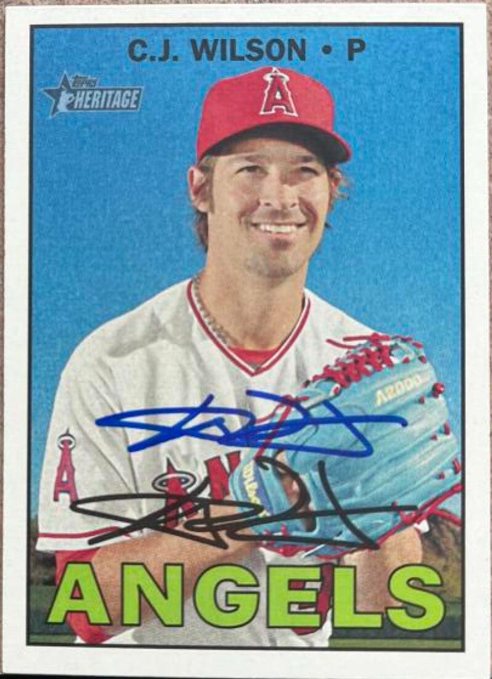 C.J. Wilson Signed 2016 Topps Heritage Baseball Card - Los Angeles Angels