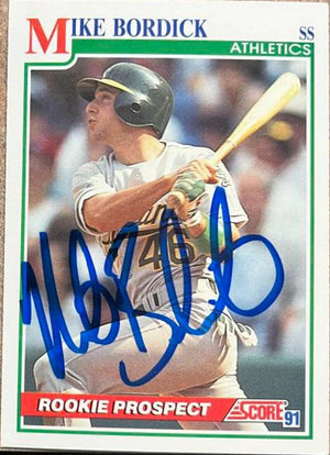 Mike Bordick Signed 1991 Score Baseball Card - Oakland A's