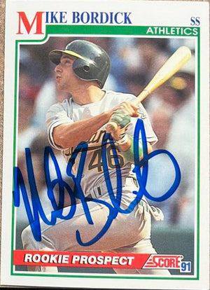 Mike Bordick Signed 1991 Score Baseball Card - Oakland A's