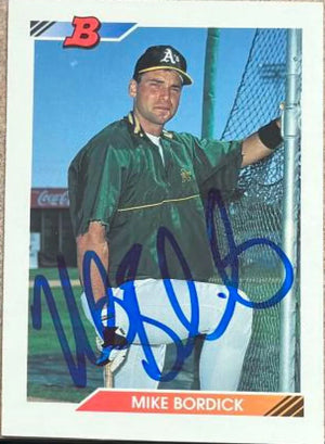 Mike Bordick Signed 1992 Bowman Baseball Card - Oakland A's