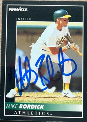 Mike Bordick Signed 1992 Pinnacle Baseball Card - Oakland A's