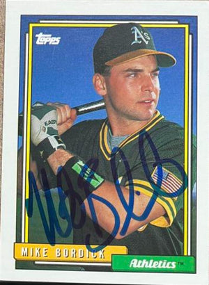 Mike Bordick Signed 1992 Topps Baseball Card - Oakland A's
