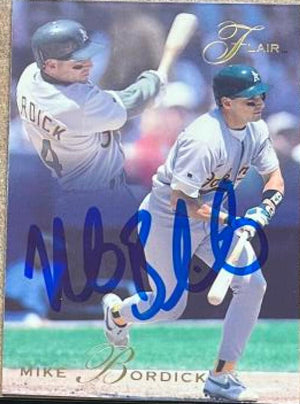 Mike Bordick Signed 1993 Flair Baseball Card - Oakland A's