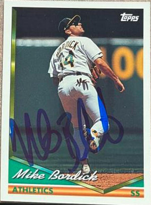 Mike Bordick Signed 1994 Topps Baseball Card - Oakland A's