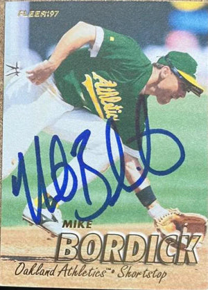 Mike Bordick Signed 1997 Fleer Baseball Card - Oakland A's