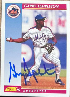 Garry Templeton Signed 1992 Score Baseball Card - New York Mets