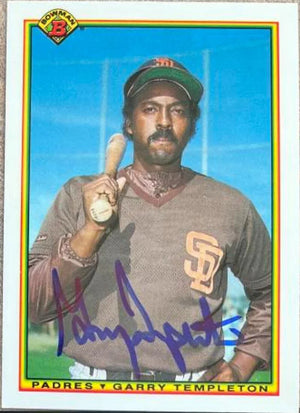 Garry Templeton Signed 1990 Bowman TIFFANY Baseball Card - San Diego Padres