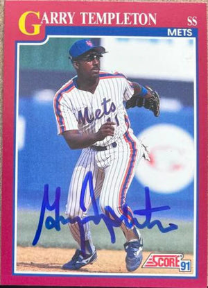 Garry Templeton Signed 1991 Score Rookie & Traded Baseball Card - New York Mets