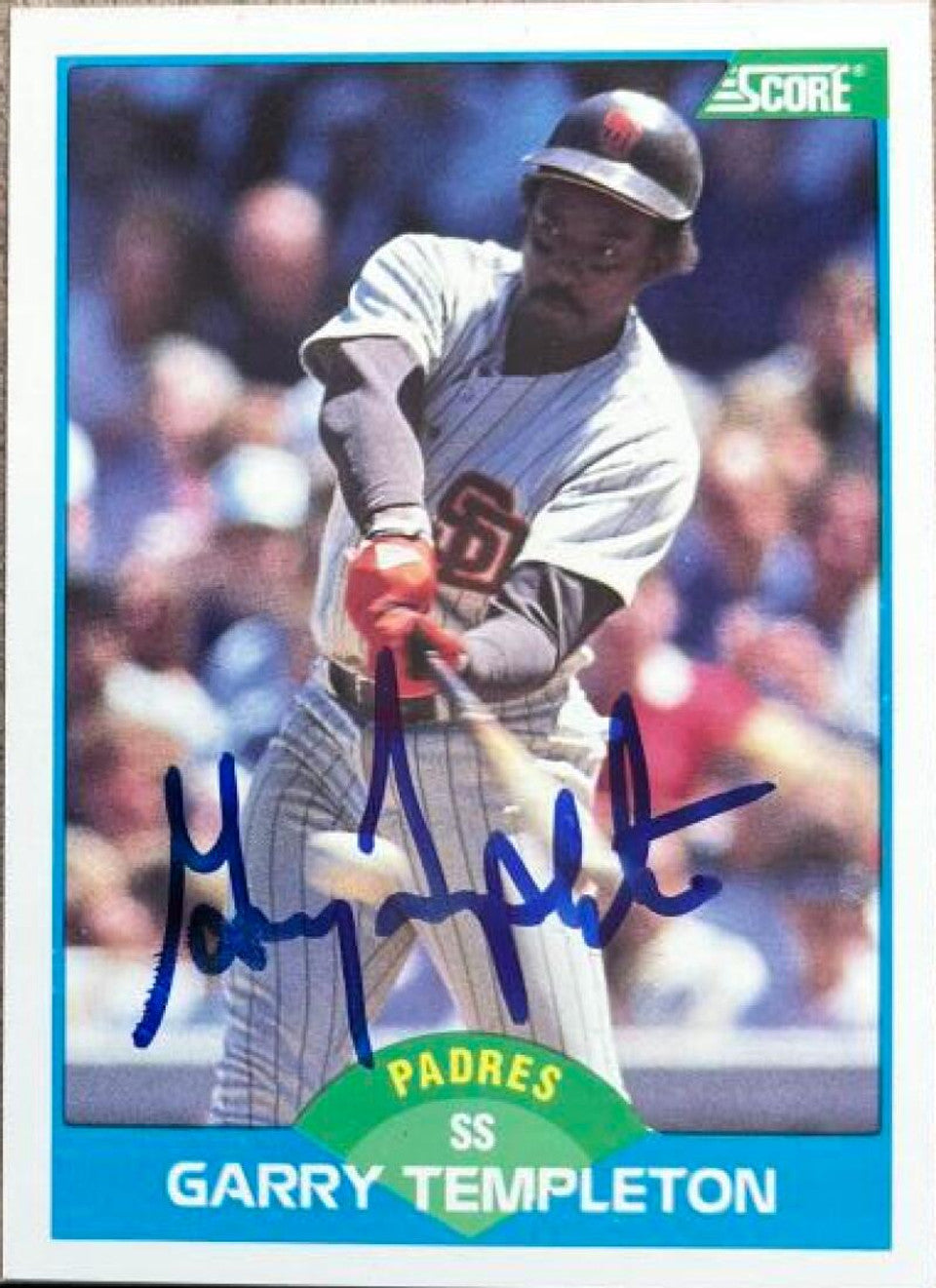 Garry Templeton Signed 1989 Score Baseball Card - San Diego Padres