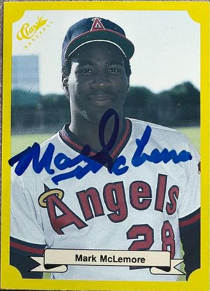 Mark McLemore Signed 1987 Classic Yellow Update Baseball Card - California Angels (Green Back)