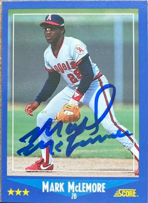 Mark McLemore Signed 1988 Score Baseball Card - California Angels