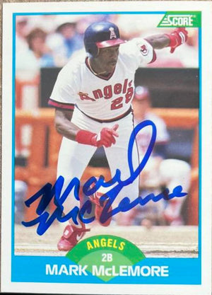 Mark McLemore Signed 1989 Score Baseball Card - California Angels