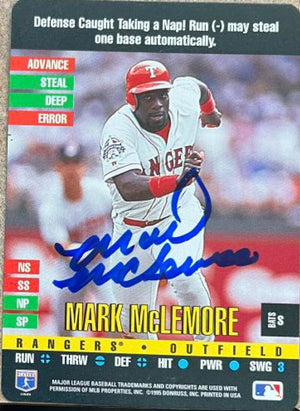 Mark McLemore Signed 1995 Donruss Top of the Order Baseball Card - Texas Rangers