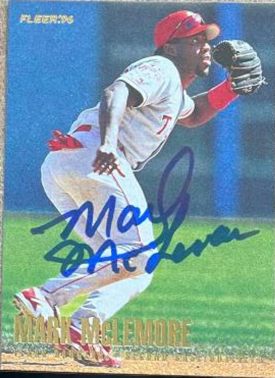 Mark McLemore Signed 1996 Fleer Baseball Card - Texas Rangers