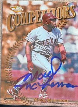 Mark McLemore Signed 1997 Topps Finest Baseball Card - Texas Rangers