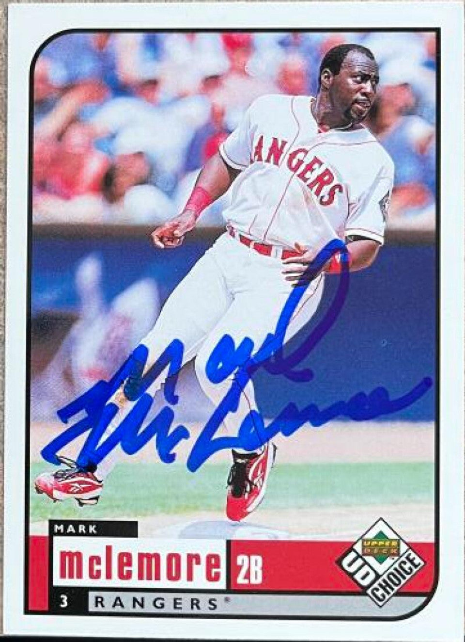 Mark McLemore Signed 1999 UD Choice Baseball Card - Texas Rangers