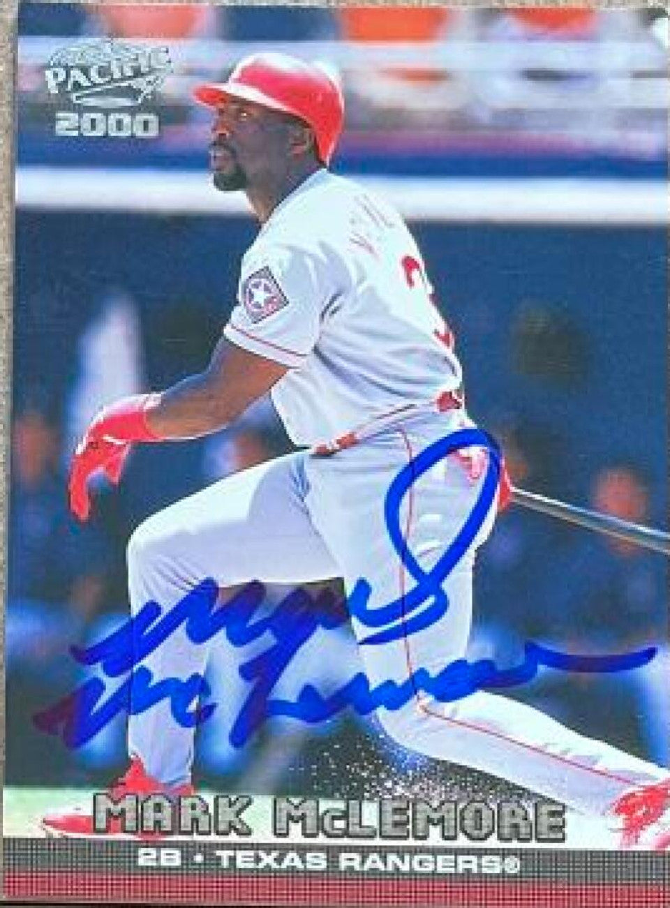 Mark McLemore Signed 2000 Pacific Baseball Card - Texas Rangers