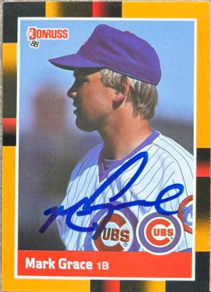 Mark Grace Signed 1988 Donruss Baseball's Best Baseball Card - Chicago Cubs