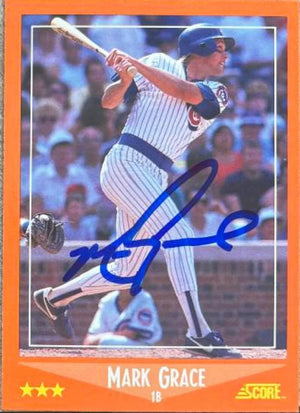Mark Grace Signed 1988 Score Rookie & Traded Baseball Card - Chicago Cubs