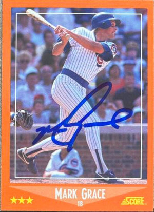 Mark Grace Signed 1988 Score Rookie & Traded Baseball Card - Chicago Cubs