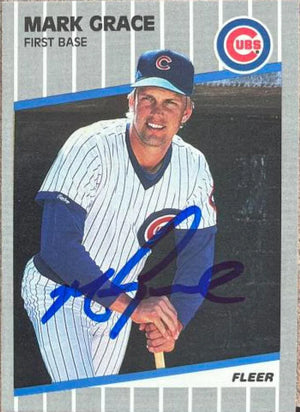 Mark Grace Signed 1989 Fleer Baseball Card - Chicago Cubs