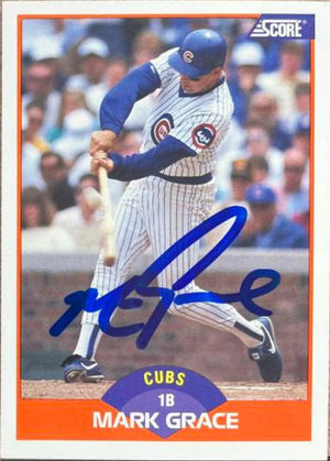 Mark Grace Signed 1989 Score Baseball Card - Chicago Cubs