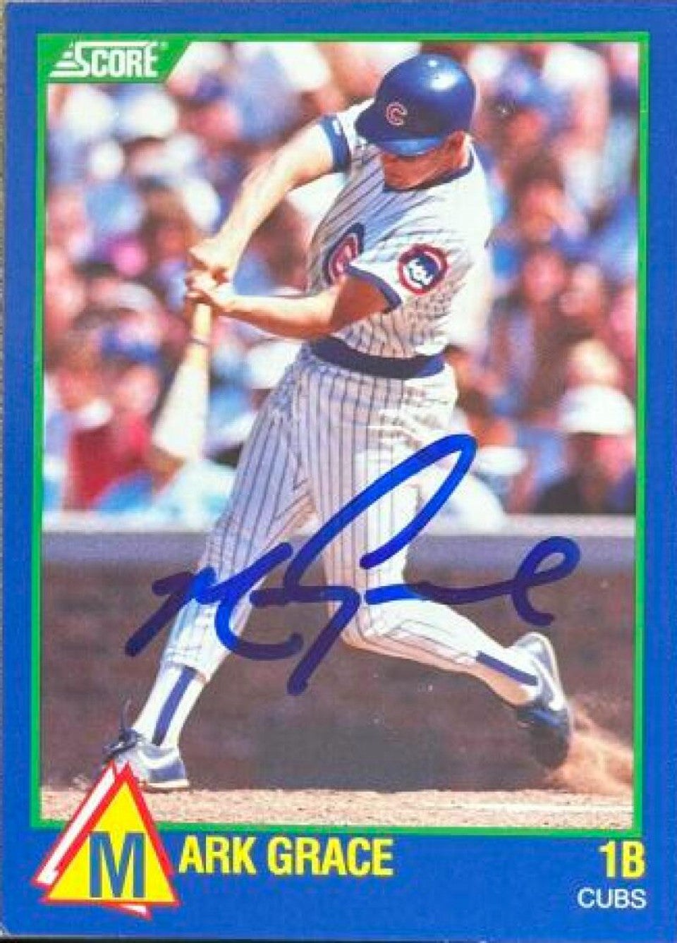 Mark Grace Signed 1989 Score 100 Rising Stars Baseball Card - Chicago Cubs
