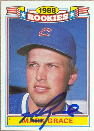 Mark Grace Signed 1989 Topps Glossy Rookies Baseball Card - Chicago Cubs