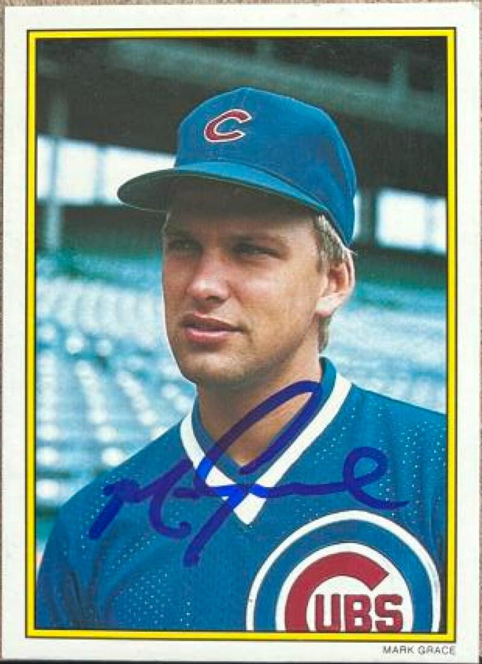 Mark Grace Signed 1989 Topps All-Star Glossy Baseball Card - Chicago Cubs