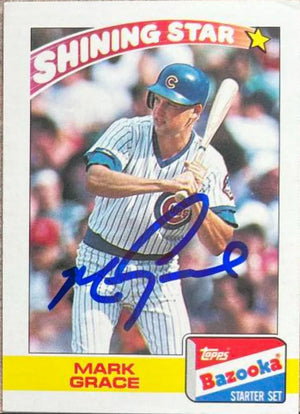 Mark Grace Signed 1989 Topps Bazooka Shining Stars Baseball Card - Chicago Cubs