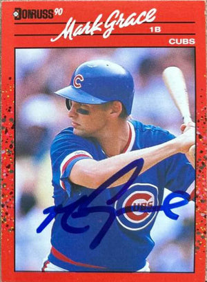 Mark Grace Signed 1990 Donruss Baseball Card - Chicago Cubs