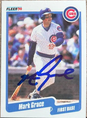 Mark Grace Signed 1990 Fleer Baseball Card - Chicago Cubs