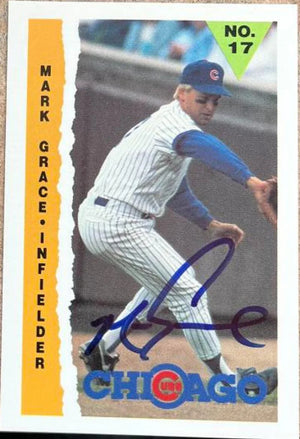 Mark Grace Signed 1990 Marathon Baseball Card - Chicago Cubs