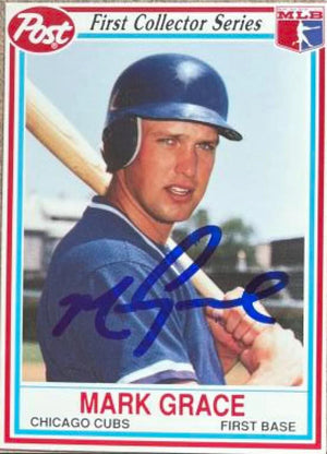 Mark Grace Signed 1990 Post Baseball Card - Chicago Cubs