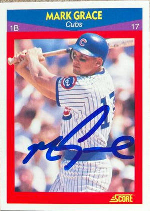 Mark Grace Signed 1990 Score 100 Superstars Baseball Card - Chicago Cubs