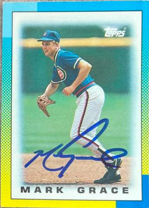 Mark Grace Signed 1990 Topps Major League Leaders Mini Baseball Card - Chicago Cubs