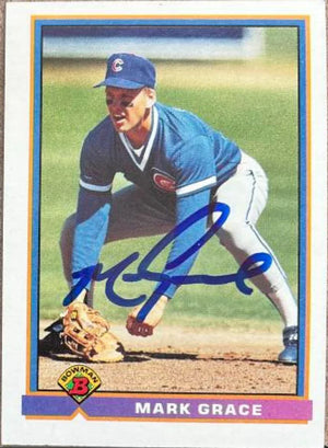 Mark Grace Signed 1991 Bowman Baseball Card - Chicago Cubs