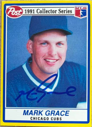 Mark Grace Signed 1991 Post Cereal Baseball Card - Chicago Cubs