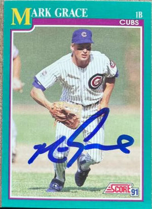 Mark Grace Signed 1991 Score Baseball Card - Chicago Cubs