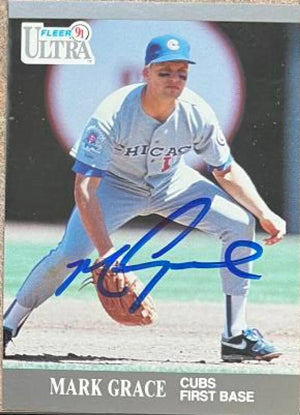 Mark Grace Signed 1991 Fleer Ultra Baseball Card - Chicago Cubs