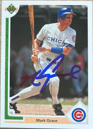 Mark Grace Signed 1991 Upper Deck Baseball Card - Chicago Cubs #134