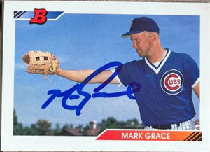 Mark Grace Signed 1992 Bowman Baseball Card - Chicago Cubs