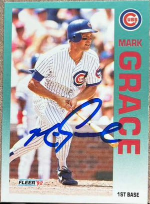 Mark Grace Signed 1992 Fleer Baseball Card - Chicago Cubs