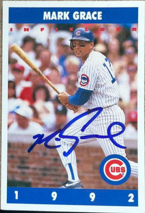 Mark Grace Signed 1992 Marathon Baseball Card - Chicago Cubs