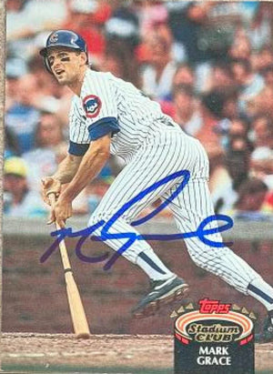 Mark Grace Signed 1992 Stadium Club Baseball Card - Chicago Cubs
