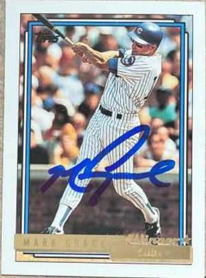 Mark Grace Signed 1992 Topps Gold Winner Baseball Card - Chicago Cubs