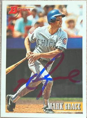 Mark Grace Signed 1993 Bowman Baseball Card - Chicago Cubs