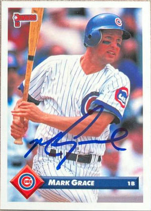 Mark Grace Signed 1993 Donruss Baseball Card - Chicago Cubs