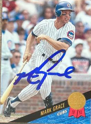 Mark Grace Signed 1993 Leaf Baseball Card - Chicago Cubs